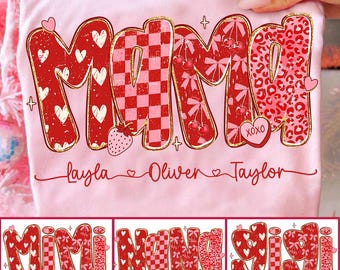 Preppy Mama Valentine Glitter PNG-paket, Mimi Nana Gigi Valentine PNG, Leopardrutig Valentine PNG, Hjärta Valentine PNG, Kärlek XOXO PNG