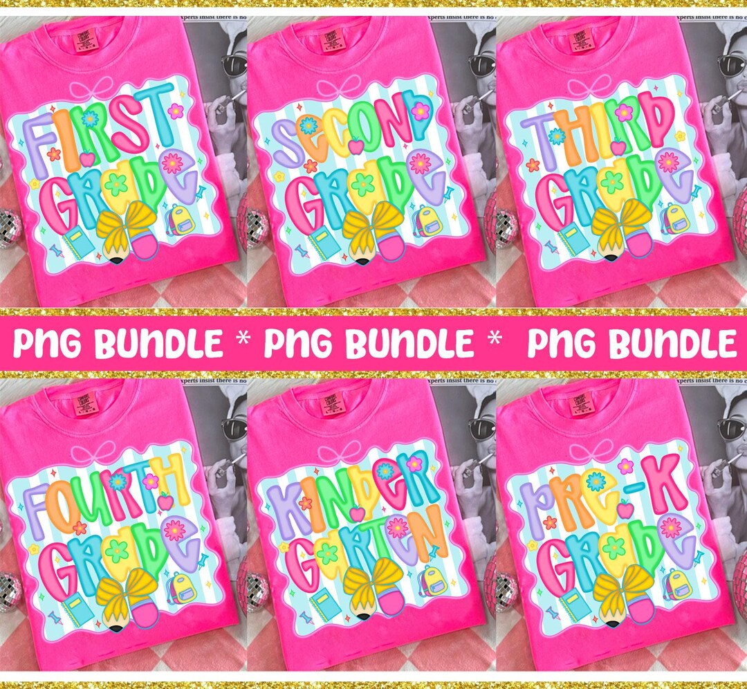 Preppy Back to School Bundle PNG, Coquette Teacher First Day of School ...