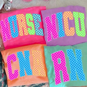 Neon Checkered Nurse Bundle PNG, Nurse Neon Distressed Png, Nurse CNA RN Nicu Png, Preppy Nurse Design, Nurse Life Png, Hand Drawn,Colorful