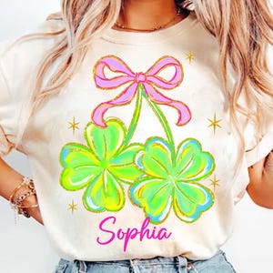 Personalized Kids Name St.Patrick’s Day Shamrock PNG, Girls/Boys St Patty Day Coquette, Kids St Patrick day Design, Lucky shamrock Png