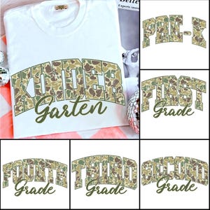 Retro Back to School Boys Old Camo PNG Bundle, Kindergarten Png, First Day PNG, Pre-K to Third Grade Png, School Boy Sublimation, Boy Camo