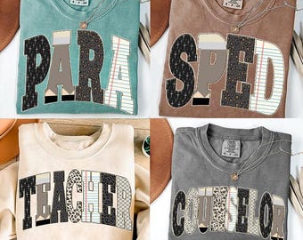 Retro School Occupation Distressed Leopard PNG Bundle, Back to School Teacher Sped Para Counselor, First Day of School Checkered Girly Png