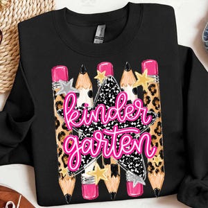 Preppy Back To School Pencil Png Bundle, Leopard Checkered Teacher PNG, Pre-K To Fourth Grade Design, School Girl Png, First Day Of School image 8