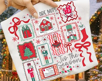 Coquette Christmas Nutcracker Png, Tis the Season PNG, Preppy Floral Christmas Tree png, Y'all are nuts Png, Nutcracker Ballet Girly,Glitter