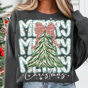 Coquette blommig god jul png, preppy julrosett png, rutig röd pläd png, julgran, konstglitter, Coquette rosett png bild 6
