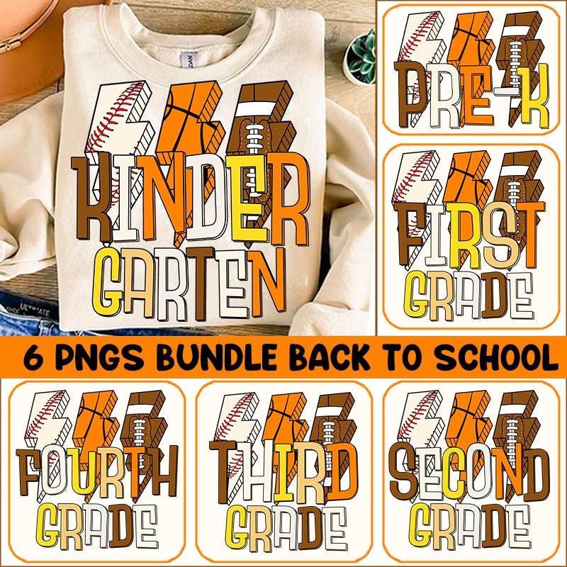 Retro Back to School Boys PNG Bundle, Kindergarten Kid Design, Pre-K to Fourth Grade Png, Baseball Basketball, School Boy Sport School File