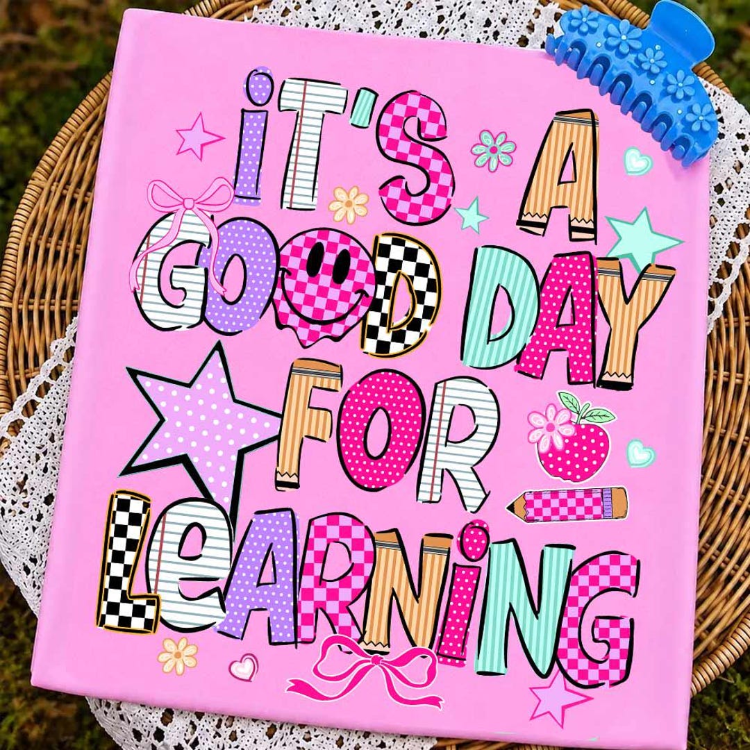 Neon It's a good day for learning Png, Back To School Png, Coquette Cute Kindergarten, Fir