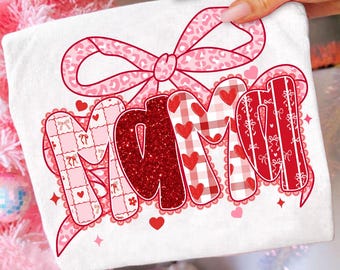 Preppy Mama Valentine Glitter png, Vintage Coquette Rosett Valentine png, Leopard Valentine png, Hjärta Valentine png, Alla hjärtans dag kokett png