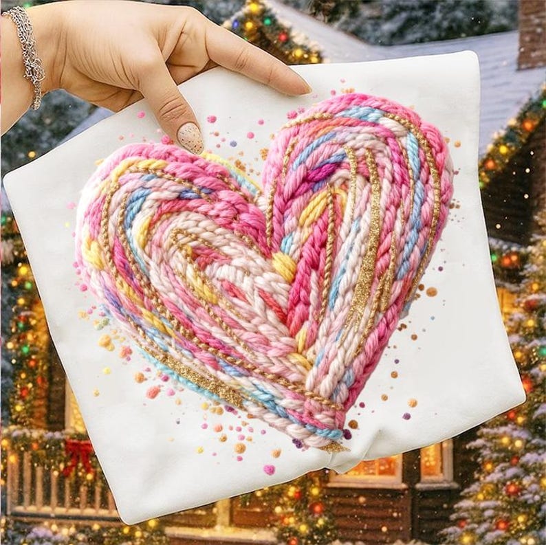 Latch Hook Yarn Crochet Valentines Day Heart Png, Colorful Heart ...