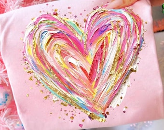 Retro Valentines Day Heart Hand Painted Png, Colorful Heart Valentines  Png, XOXO Png, Retro Valentine Png, Love Png,Girls Valentine Png