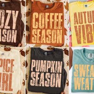 Fall PNG Bundle, Retro Distressed Fall Shirt Designs, Autumn Vibes, Pumpkin Spice, Coffee Weather, Cozy Season Sublimation, Digital Download