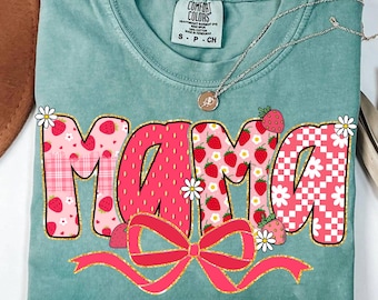 Preppy Mama Strawberry Glitter Coquette Bow Png, Cute Strawberry Floral Mama Png, Everyday Png, Custom Preppy Mama, Rutig Sublimation