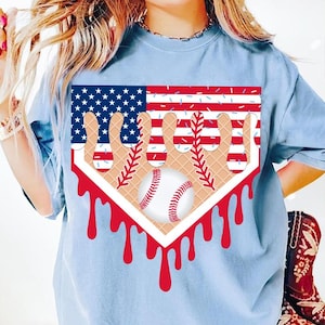 Baseball Home Plate Drip png, Baseball Ice Cream Drip png, Red White and Blue Drip, 4th July Drip, Usa Baseball Png, Baseball America Flag