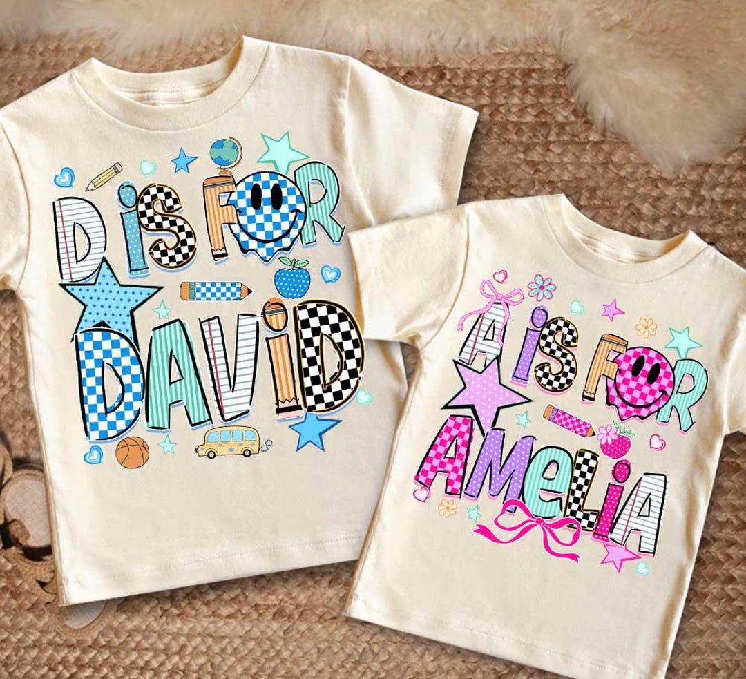 Neon Custom Back To School Kids Png, Custom Alphabet Kids Png, Coquette Cute Kindergarten,