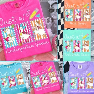 Coquette Neon Back to School Goose PNG Bundle, Teacher First Day of School Design, Preppy Floral Sublimation, Pre-k 1st/2nd/3rd/4th Grade
