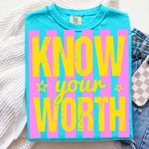 Neon Striped Inspirational Png Bundle, Christian Png, Created With A Purpose Png, Always Be Kind Png, Know Your Worth Png, Mental Health Png image 2