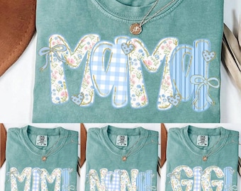 Preppy Floral Mama Coquette Bow Png, Grandmillennial Floral Png, Nana Gigi Mimi Png, Blue Mama Png, Striped Mama Png, Mothers Day Png