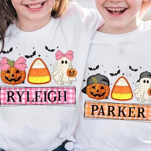 Personalized Kids Ghost Pumpkin Patchwork Png, Boys/Girl Ghost, Kids Halloween PNG, Bow Ball Cap Kids Halloween Png, Ghost Halloween Design