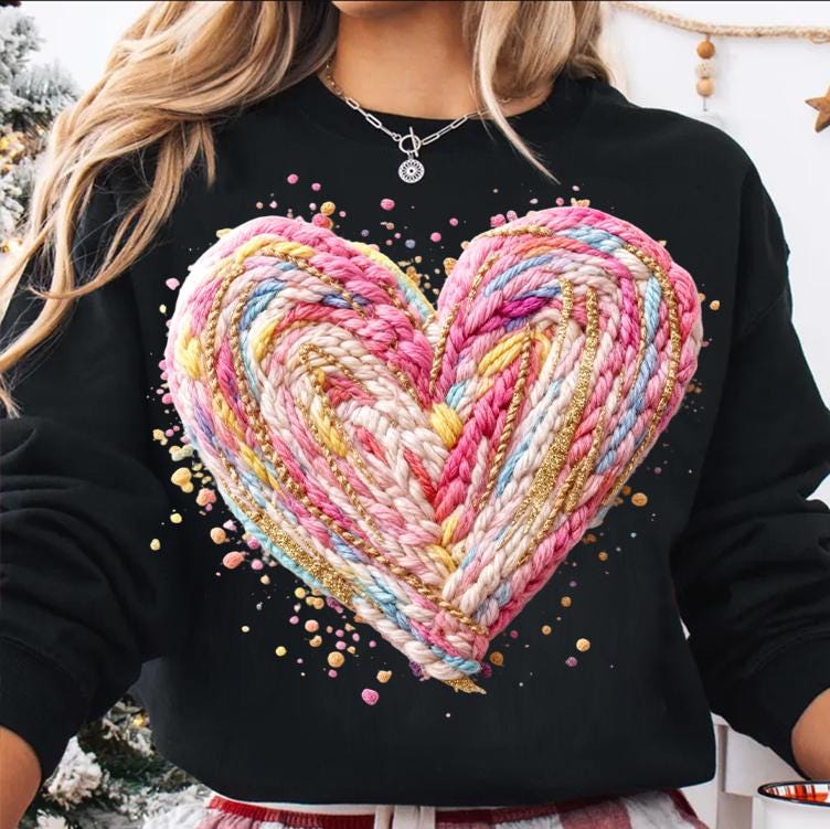 Latch Hook Yarn Crochet Valentines Day Heart Png, Colorful Heart ...