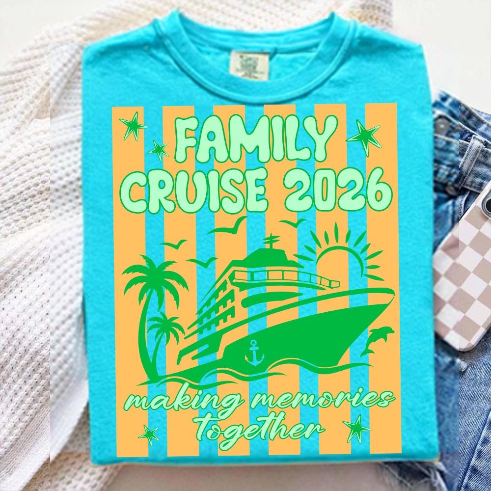 Neon Striped Family Cruise 2026 Png, Making Memories Together Png ...
