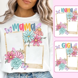 Custom Floral Frame Photo Png, Mothers Day Png, Add Your Photos, Mama Floral Png, Hand drawn, Mama with Kids Photo, Sublimation Design