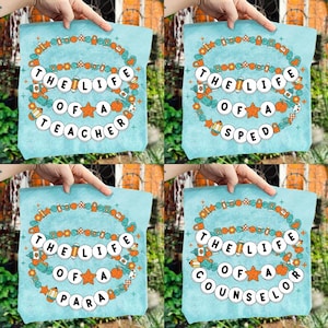 The Life of a Teacher Friendship Bracelet Bundle Png, Back to School Png, Life of a Para Sped Counselor, Teacher Appreciation, Glitter