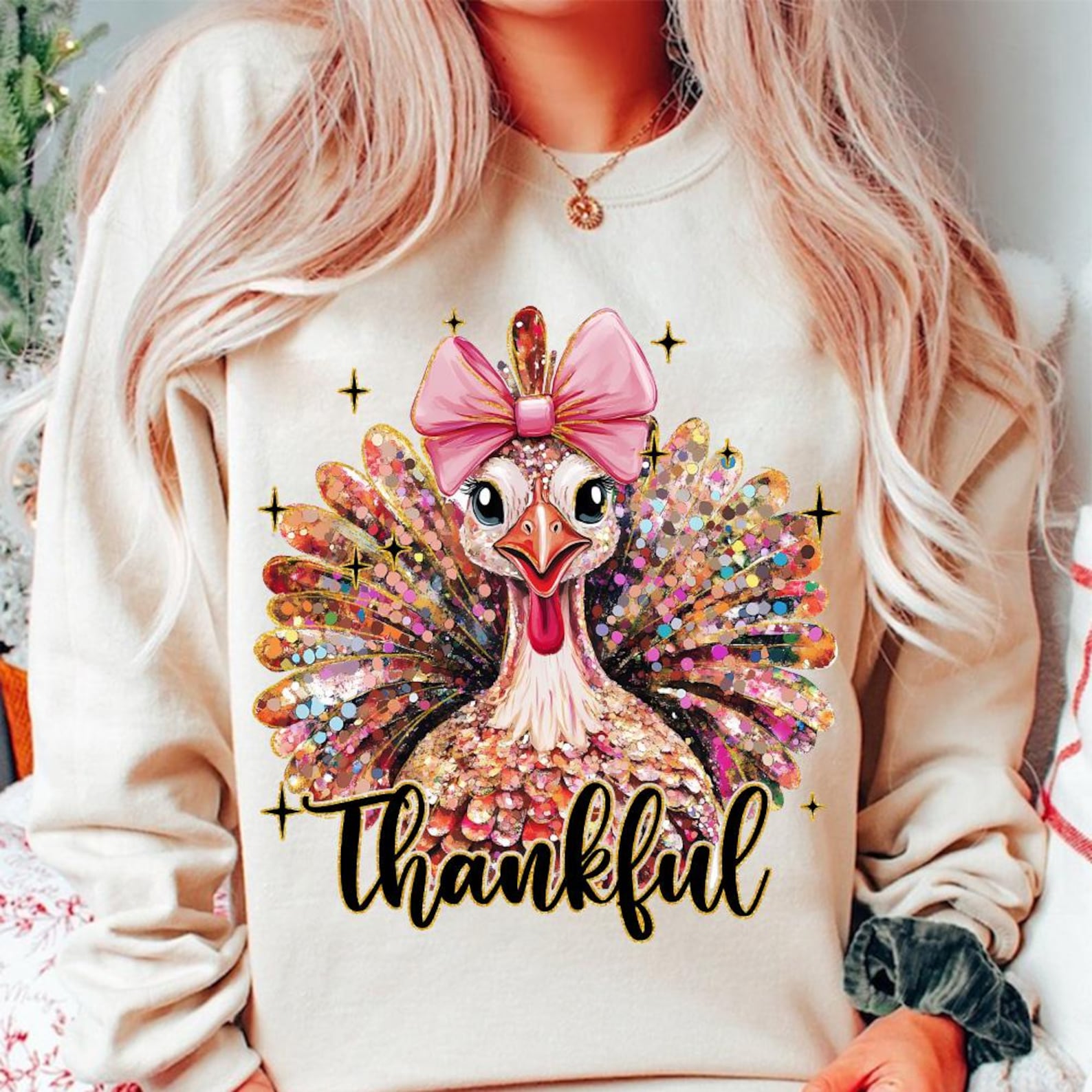 Colorful Glitter Coquette Turkey Png, Glitter Turkey Thanksgiving Png ...