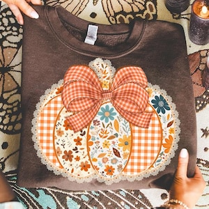 Preppy Floral Fall Pumpkin png, Pumpkin Lace png, Ditsy Floral Fall png, Autumn png, Coquette Fall png, Pumpkin Spice Png, Tis The Season