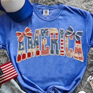 Faux Quilted America Png, American Flag PNG, Vintage USA Patchwork Patriotic Design, 4th of July Sublimation, Cottagecore USA Flag Png