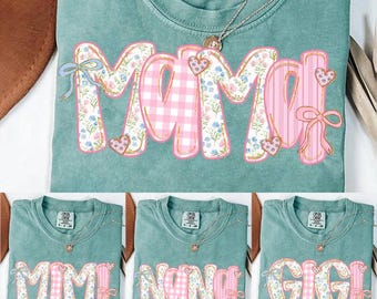 Lazo floral preppy para mamá coqueta (Png), floral Grandmillennial (Png), Nana Gigi Mimi (Png), Mamá rosa (Png), Mamá a rayas (Png), Día de la Madre (Png)