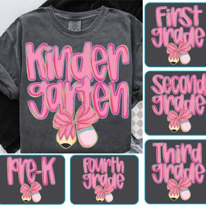 Preppy Back to School Bundle PNG, Coquette Teacher First Day of School Shirt Design, Girly Checkered Sublimation, Pre-k 1st/2nd/3rd Grade