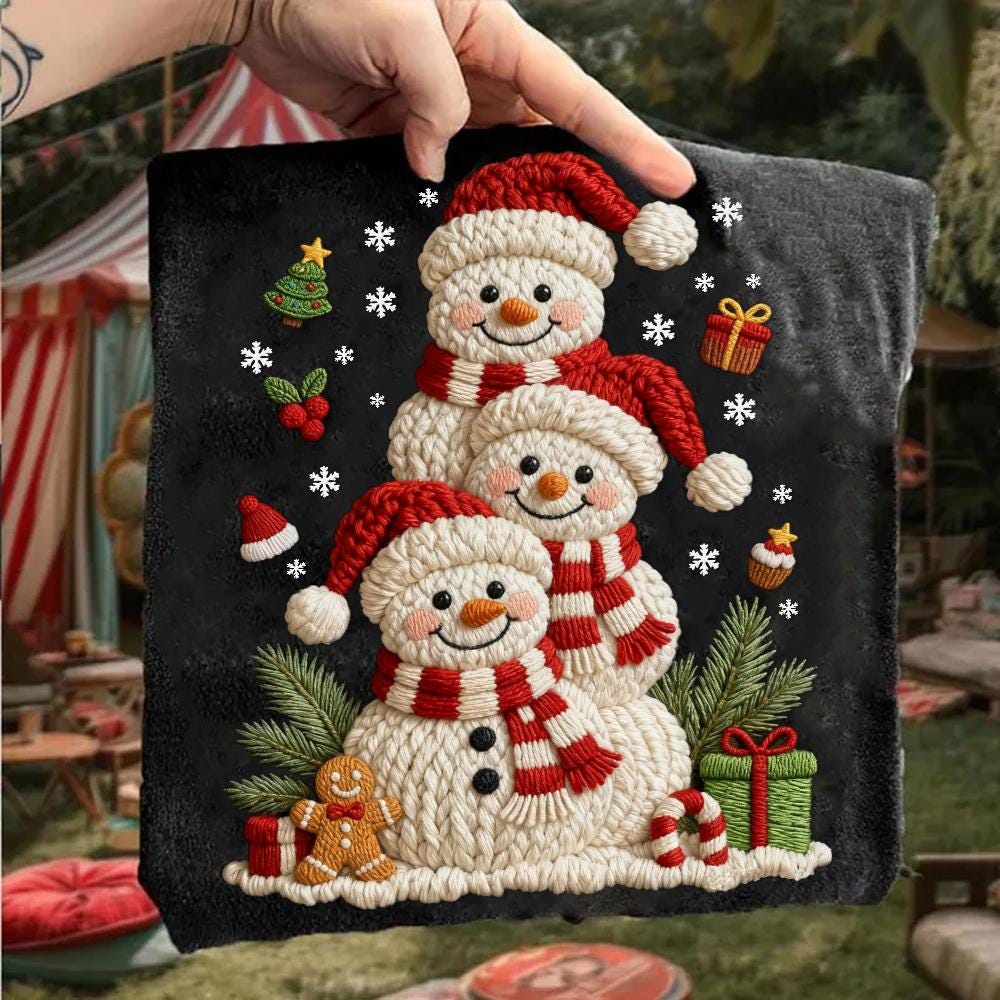 フェイクヤーンの雪だるまクリスマスPNG、かわいいクリスマス雪だるま