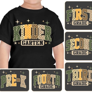Checkered Back to School Boys PNG Bundle, Kindergarten Kid Design, First Day PNG, Pre-K to Fourth Grade Png, School Boy Sublimation Png
