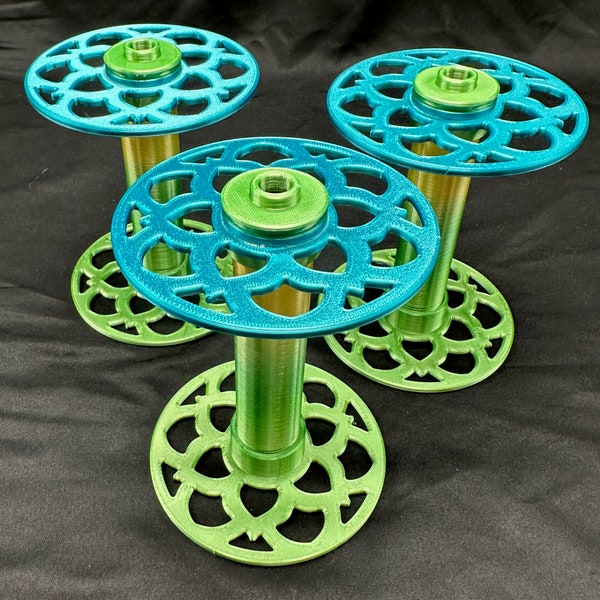 Set of 3 Electric Eel Spinning Wheel 6.0 Bobbins ~3D printed ~EEW 6 Teal/Green Silky (Sheep not included)