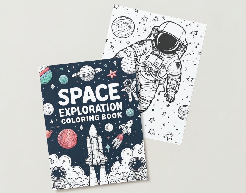 Space Exploration Coloring Book - Etsy