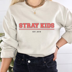 Stray Kids Collegiate Crewneck, SKZ Unisex Sweatshirt,  SKZ Merch Crewneck, KPOP Logo Hoodie, Gift for Men and Women, Kpop Hoodie