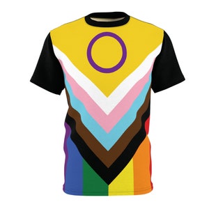Camiseta con bandera del orgullo del progreso inclusivo intersexual