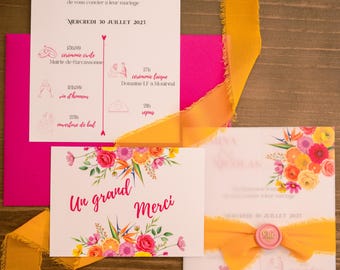 faire part mariage - carte annonce mariage  - papeterie mariage estival - faire part mariage calque   - collection summer love