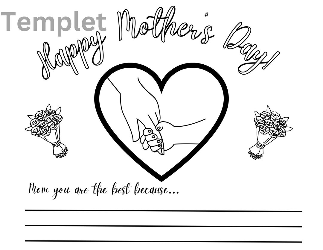 Happy Mothers Day Color Page - Etsy
