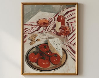 Vintage Summer Picnic Still Life Art Print: Romantic Kitchen Decor (Digital Download)
