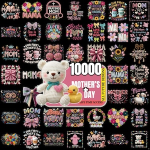 10000+ Muttertag Png Mega Bundle, Muttertag Clipart, Becher, Cartoon, Baseball, sarkastisch, Zitate, Garn-Imitat-Bundle, digitaler Download