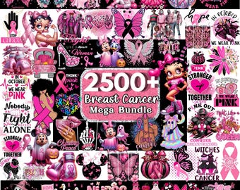 2500+ Breast Cancer Png Mega Bundle, Breast Cancer Png, Cancer Survivor, Fight Cancer Quote Sublimation, Cancer Awareness, Pink Ribbon Png.