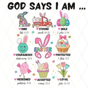 Easter PNG, Christian Easter PNG, Easter Shirt Design png, God Says I am Sublimation Design Download, Easter Sublimation Download, Bunny Png