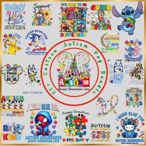 80+ Cartoon Autism PNG Bundle, Autism Ribbon Png, It's Okay To Be Different Png, Autism And Beyond Png, Pika Autism Png, Mouse n Friends