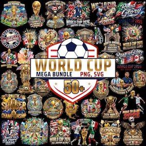 50+ World Cup 2026 SVG Bundle, Soccer Trophy Badge Clipart, Football Logo PNG SVG, International Flags Design, Soccer Fan Art, Digital Downl image 1