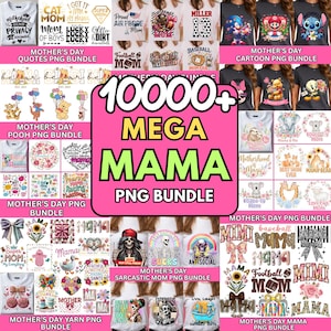 10000+ Muttertag Png Mega Bundle, Muttertag Clipart, Becher, Cartoon, Baseball, sarkastisch, Zitate, Garn-Imitat-Bundle, digitaler Download