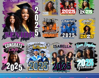 12 Graduation Tshirt Bundle Editable in Canva, 2025 Graduation T Shirt Bundle, Graduation Tshirt Template Bundle, Fixed Background Colour.