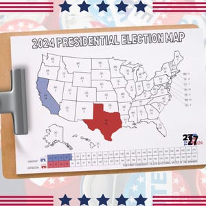 Feuille d'activité pour enfants et page à colorier de carte de l'élection présidentielle I Vote Tracker I carte de l'université électorale à imprimer le soir des élections