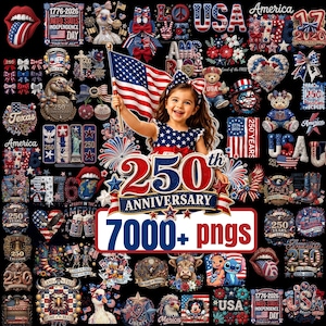 7000+ 4th of July PNG's MEGA Bundle, Patriotic Eagles, American Flags, 250th Anniversary, Bunting Independence Day Coquettes Superhero Stich