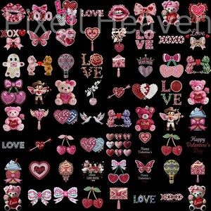 420+ Valentine Faux Yarn PNG Bundle & Rhinestone, Bling Crystal, Crochet Knit, Coquette Love Alphabet, Crystal Mosaic Jewel Diamond Gemstone image 12